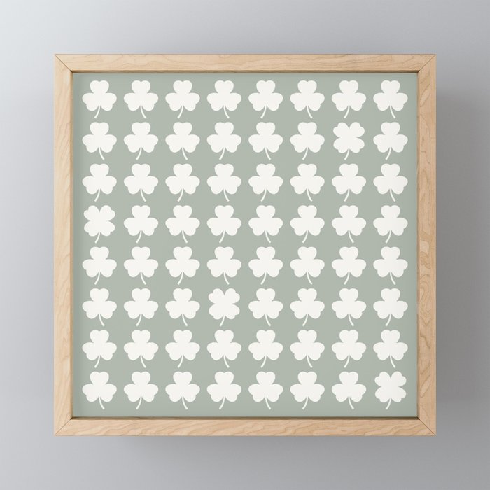 Clovers XXXV Neutral Green Botanical Pattern Mini Art Print Gallery Image 1