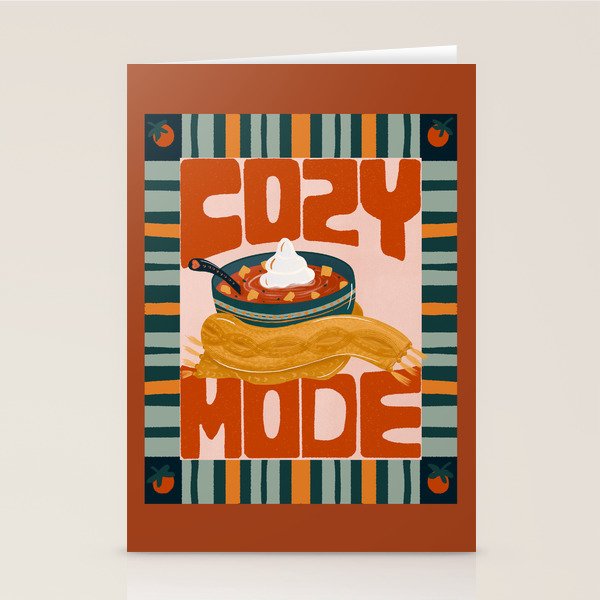 Cozy Mode tomato soup - retro food poster Stationery Card Gallery Image 2