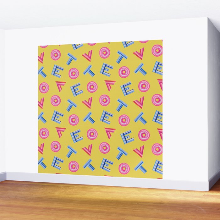 Cast Your Vote | Hand-Lettered Pattern in Yellow Wall Mural Gallery Image 2