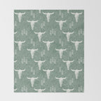 desert skulls - southwest cow skulls on sage Throw Blanket Gallery Image 2
