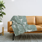 desert skulls - southwest cow skulls on sage Throw Blanket Gallery Image 1