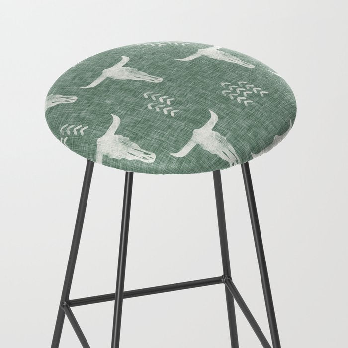 desert skulls - southwest cow skulls on sage Stool Gallery Image 2