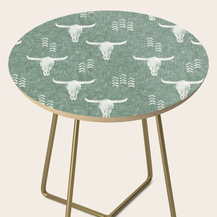 desert skulls - southwest cow skulls on sage Side Table Gallery Image 2