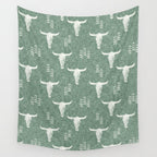 desert skulls - southwest cow skulls on sage Wall Tapestry Gallery Image 4