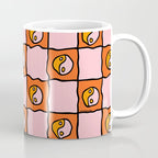 Orange Ying yang Checkered Print Coffee Mug Gallery Image 1