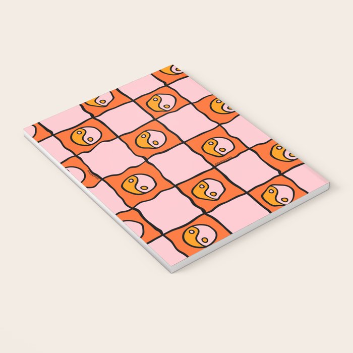 Orange Ying yang Checkered Print Notebook Gallery Image 3