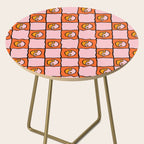 Orange Ying yang Checkered Print Side Table Gallery Image 2