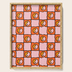 Orange Ying yang Checkered Print Serving Tray Gallery Image 1