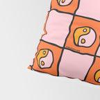 Orange Ying yang Checkered Print Pillow Sham Gallery Image 4