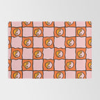 Orange Ying yang Checkered Print Rug Gallery Image 2