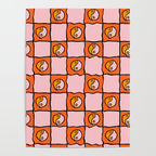 Orange Ying yang Checkered Print Poster Gallery Image 4