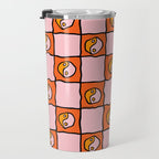 Orange Ying yang Checkered Print Travel Mug Gallery Image 3