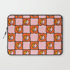 Orange Ying yang Checkered Print Laptop Sleeve Gallery Image 1
