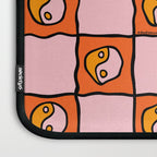 Orange Ying yang Checkered Print Laptop Sleeve Gallery Image 3
