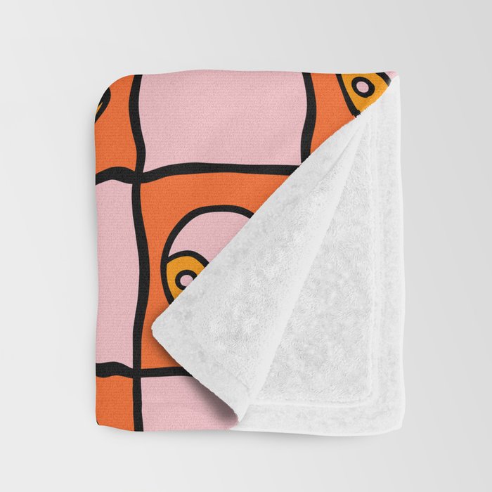 Orange Ying yang Checkered Print Throw Blanket Gallery Image 3