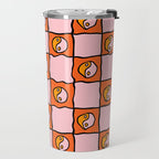 Orange Ying yang Checkered Print Travel Mug Gallery Image 2