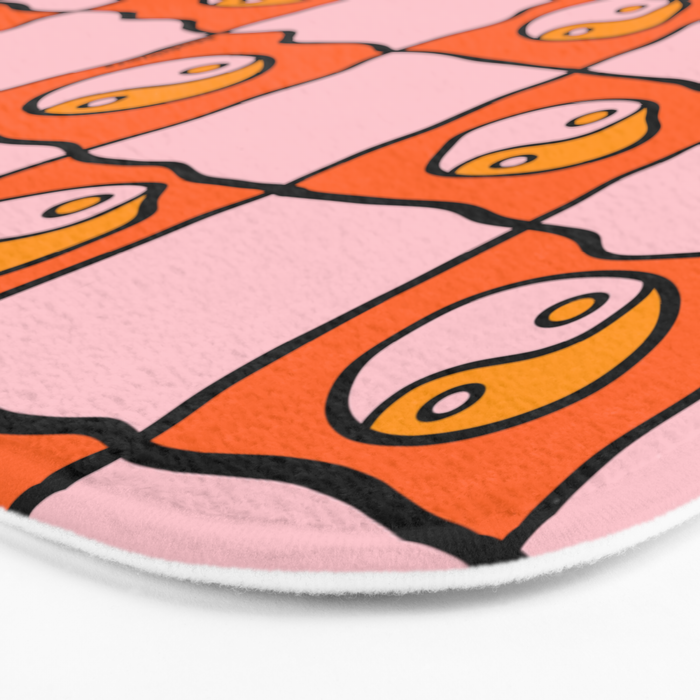 Orange Ying yang Checkered Print Bath Mat Gallery Image 3