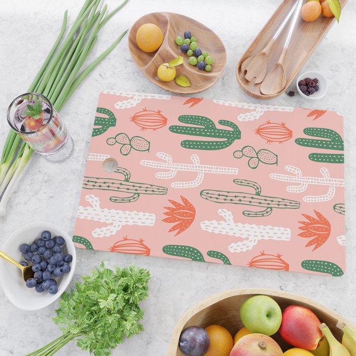 Cactus plant doodle art pattern Cutting Board Gallery Image 2
