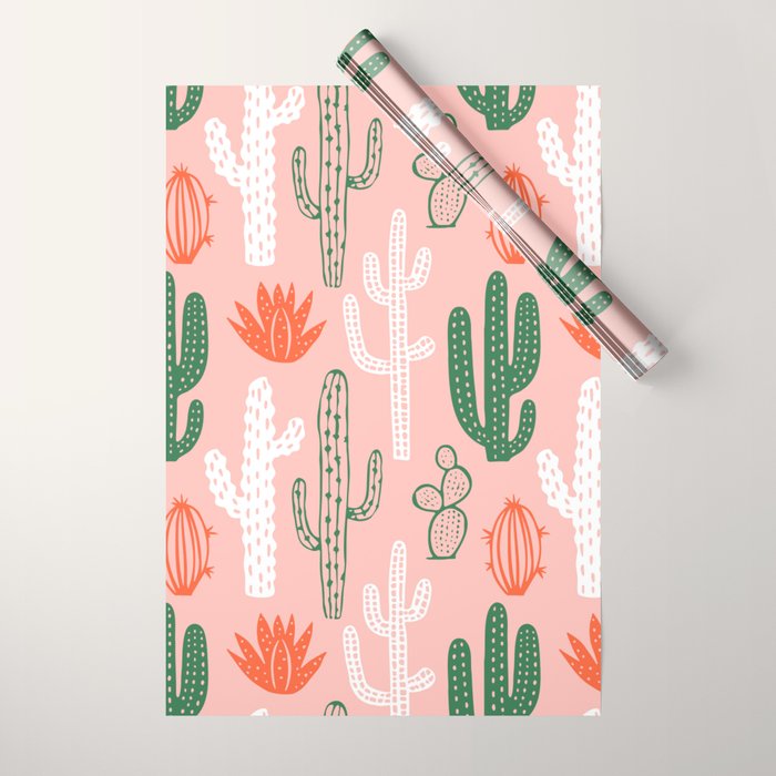 Cactus plant doodle art pattern Wrapping Paper Gallery Image 1