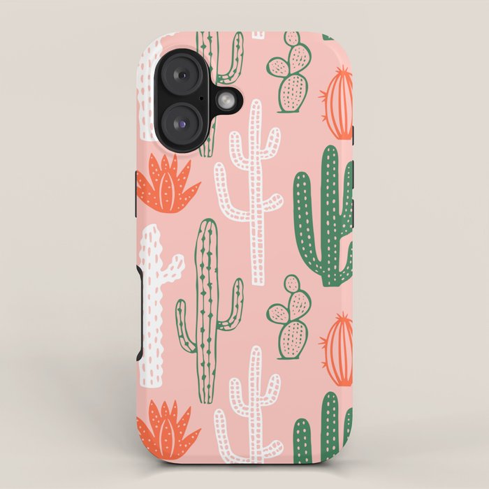 Cactus plant doodle art pattern iPhone Case Gallery Image 1
