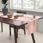 Cactus plant doodle art pattern Table Runner Gallery Image 2