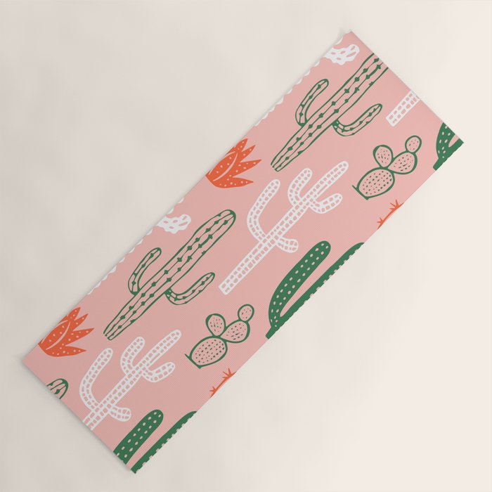 Cactus plant doodle art pattern Yoga Mat Gallery Image 1