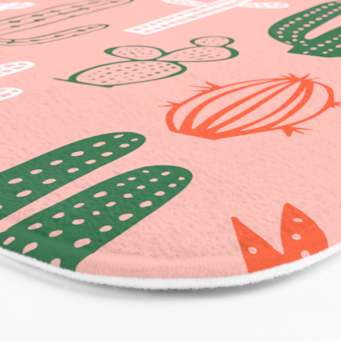 Cactus plant doodle art pattern Bath Mat Gallery Image 3