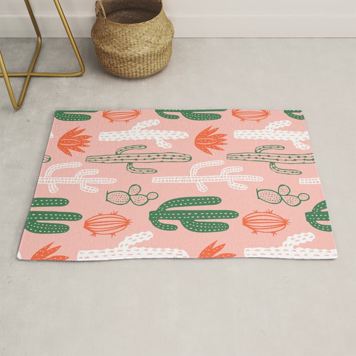 Cactus plant doodle art pattern Rug Gallery Image 1