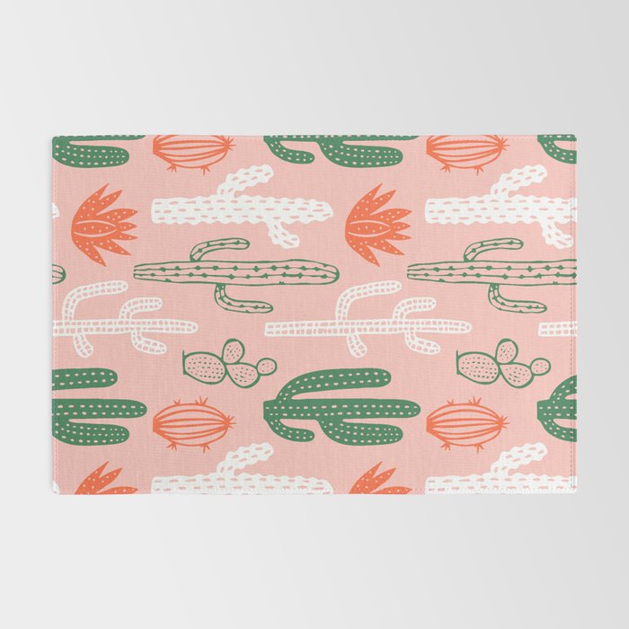 Cactus plant doodle art pattern Rug Gallery Image 2