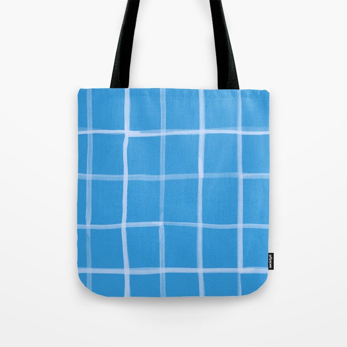 Abstract Tennis Net Pattern in Sky Blue Tote Bag Gallery Image 1