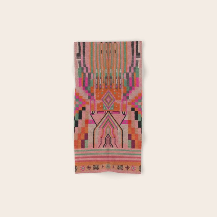 Geometric Tribal Guardian Abstract Textile Art Bath Towel Gallery Image 1