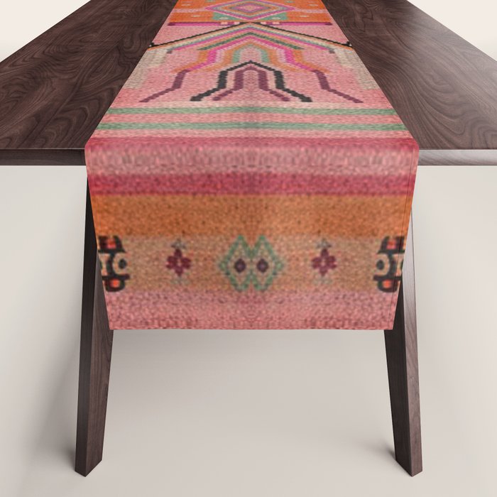 Geometric Tribal Guardian Abstract Textile Art Table Runner Gallery Image 1