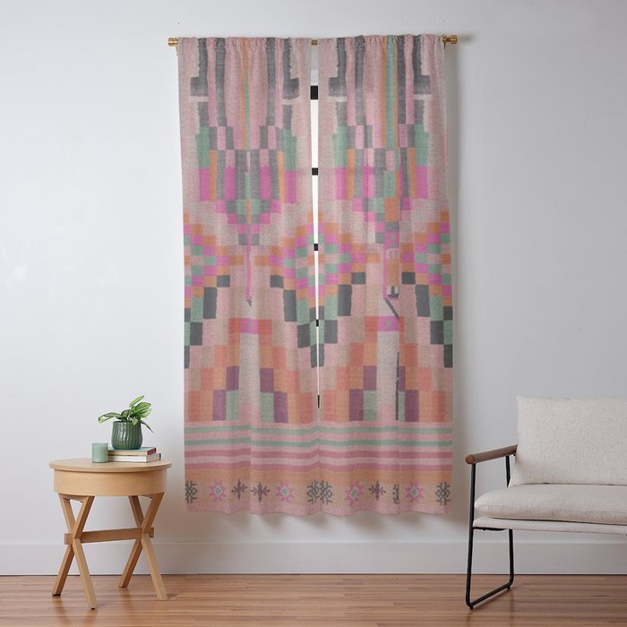 Geometric Tribal Guardian Abstract Textile Art Window Curtain Gallery Image 9