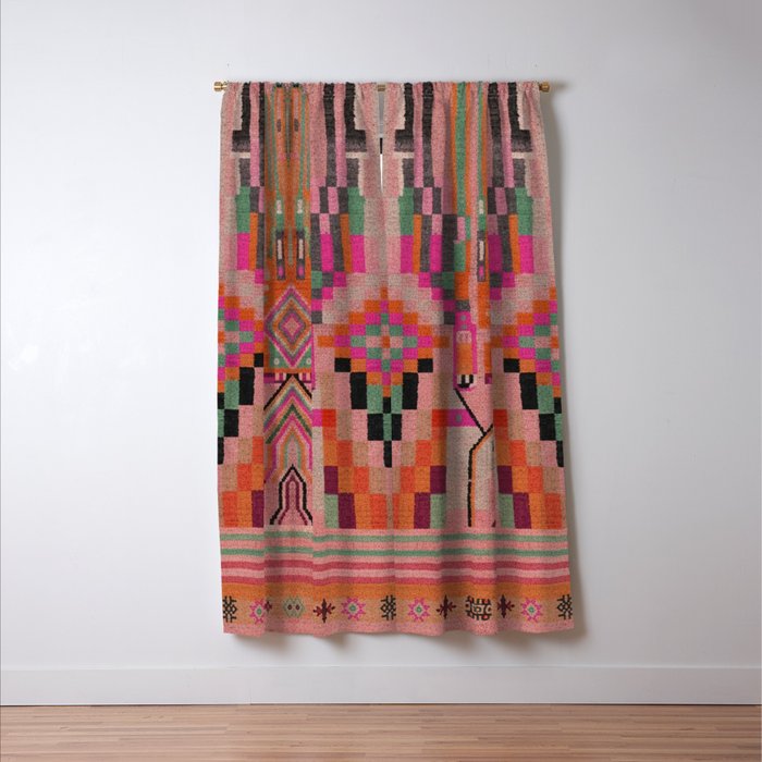 Geometric Tribal Guardian Abstract Textile Art Window Curtain Gallery Image 3