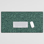 Minimalistic Matisse leaves dark sage green Desk Mat Gallery Image 1