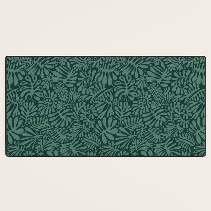 Minimalistic Matisse leaves dark sage green Desk Mat Gallery Image 3