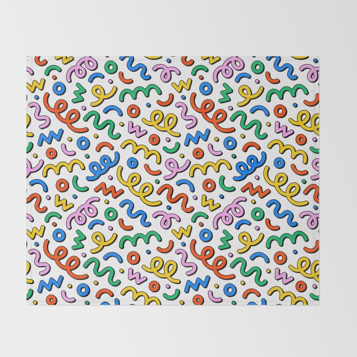 Colorful confetti doodle art pattern Throw Blanket Gallery Image 2