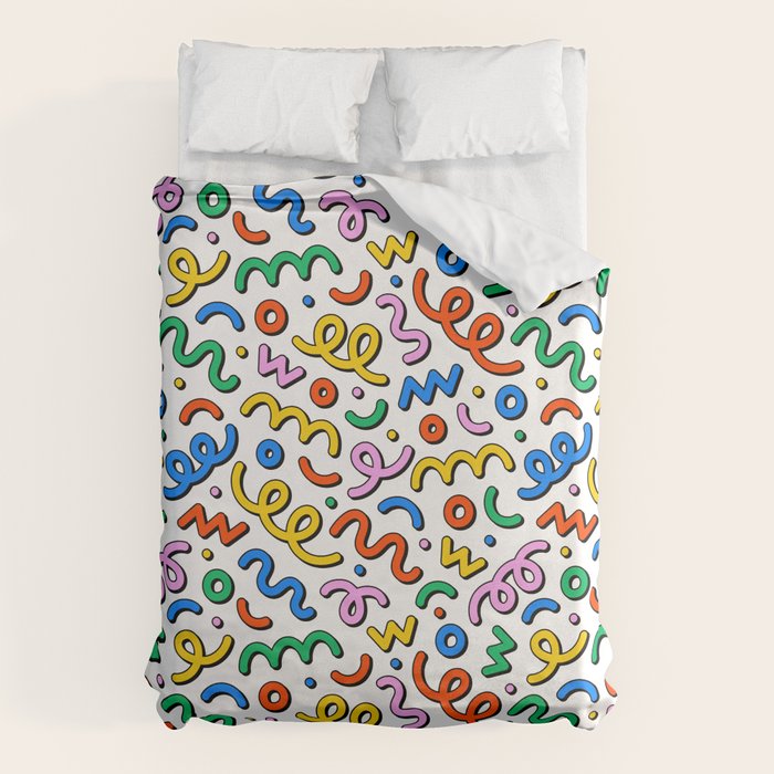 Colorful confetti doodle art pattern Duvet Cover Gallery Image 6