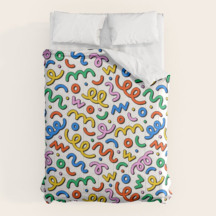 Colorful confetti doodle art pattern Comforter Gallery Image 6