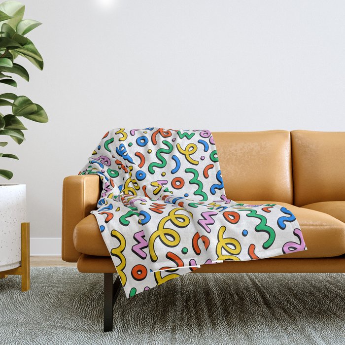Colorful confetti doodle art pattern Throw Blanket Gallery Image 1