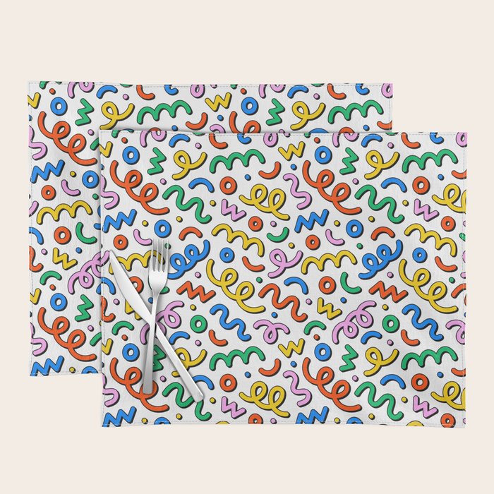 Colorful confetti doodle art pattern Placemat Gallery Image 1