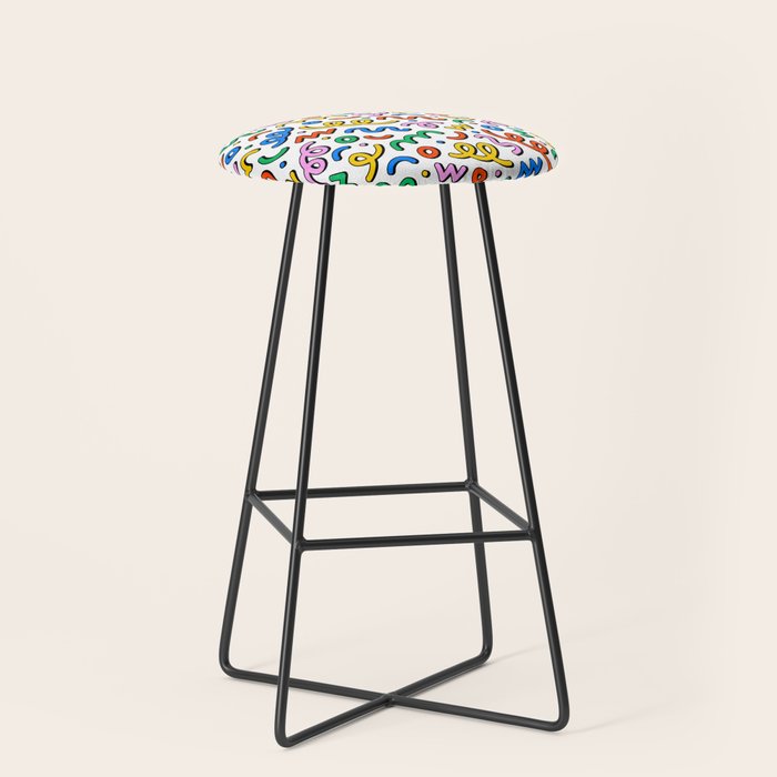 Colorful confetti doodle art pattern Stool Gallery Image 1
