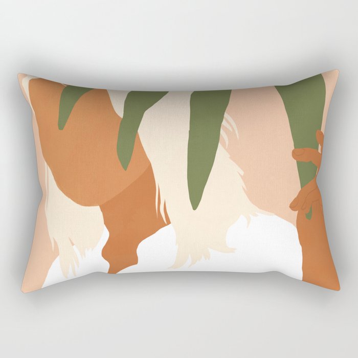 Musafir | Traveler Feminism Woman of Color in White Shirt | Palm Tropical Minimal Bohemian Fashion  Rectangular Pillow Gallery Image 1