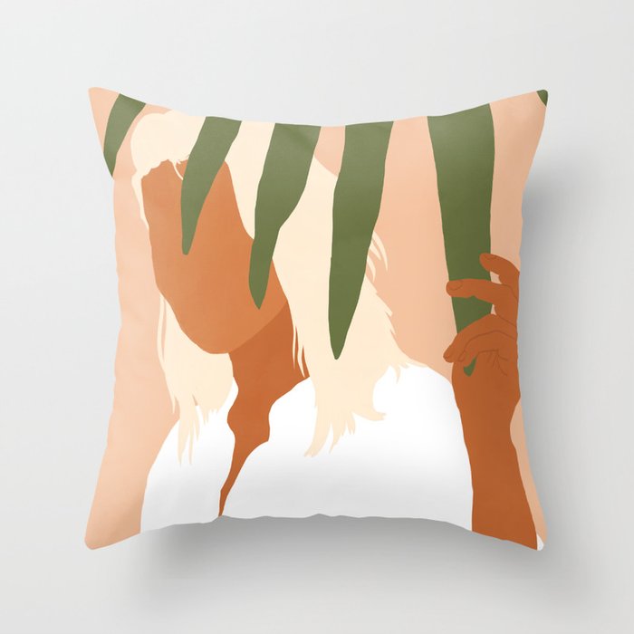 Musafir | Traveler Feminism Woman of Color in White Shirt | Palm Tropical Minimal Bohemian Fashion  Throw Pillow Gallery Image 1