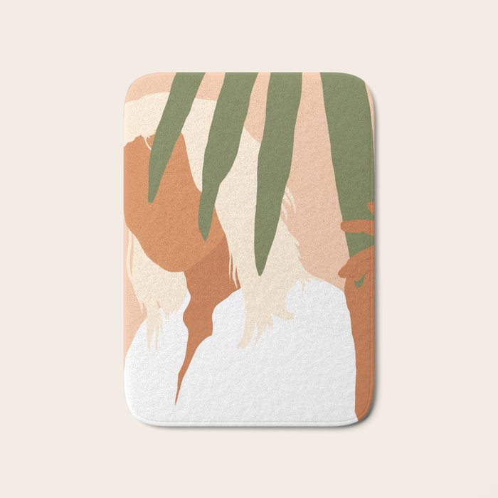 Musafir | Traveler Feminism Woman of Color in White Shirt | Palm Tropical Minimal Bohemian Fashion  Bath Mat Gallery Image 1