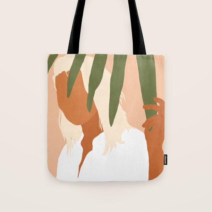 Musafir | Traveler Feminism Woman of Color in White Shirt | Palm Tropical Minimal Bohemian Fashion  Tote Bag Gallery Image 1