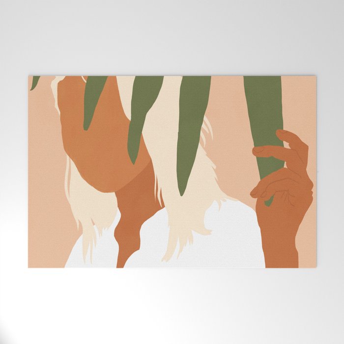 Musafir | Traveler Feminism Woman of Color in White Shirt | Palm Tropical Minimal Bohemian Fashion  Welcome Mat Gallery Image 1