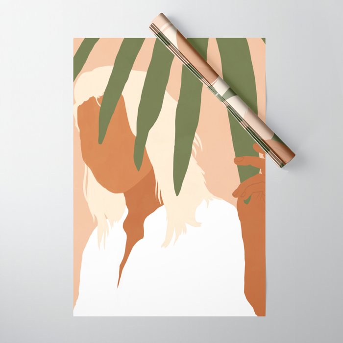Musafir | Traveler Feminism Woman of Color in White Shirt | Palm Tropical Minimal Bohemian Fashion  Wrapping Paper Gallery Image 1