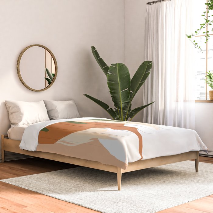 Musafir | Traveler Feminism Woman of Color in White Shirt | Palm Tropical Minimal Bohemian Fashion  Comforter Gallery Image 2