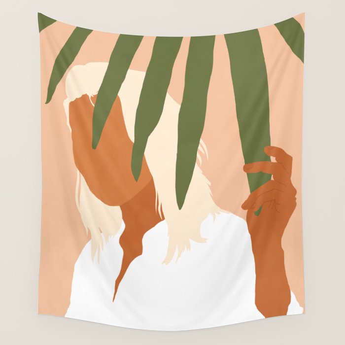 Musafir | Traveler Feminism Woman of Color in White Shirt | Palm Tropical Minimal Bohemian Fashion  Wall Tapestry Gallery Image 4